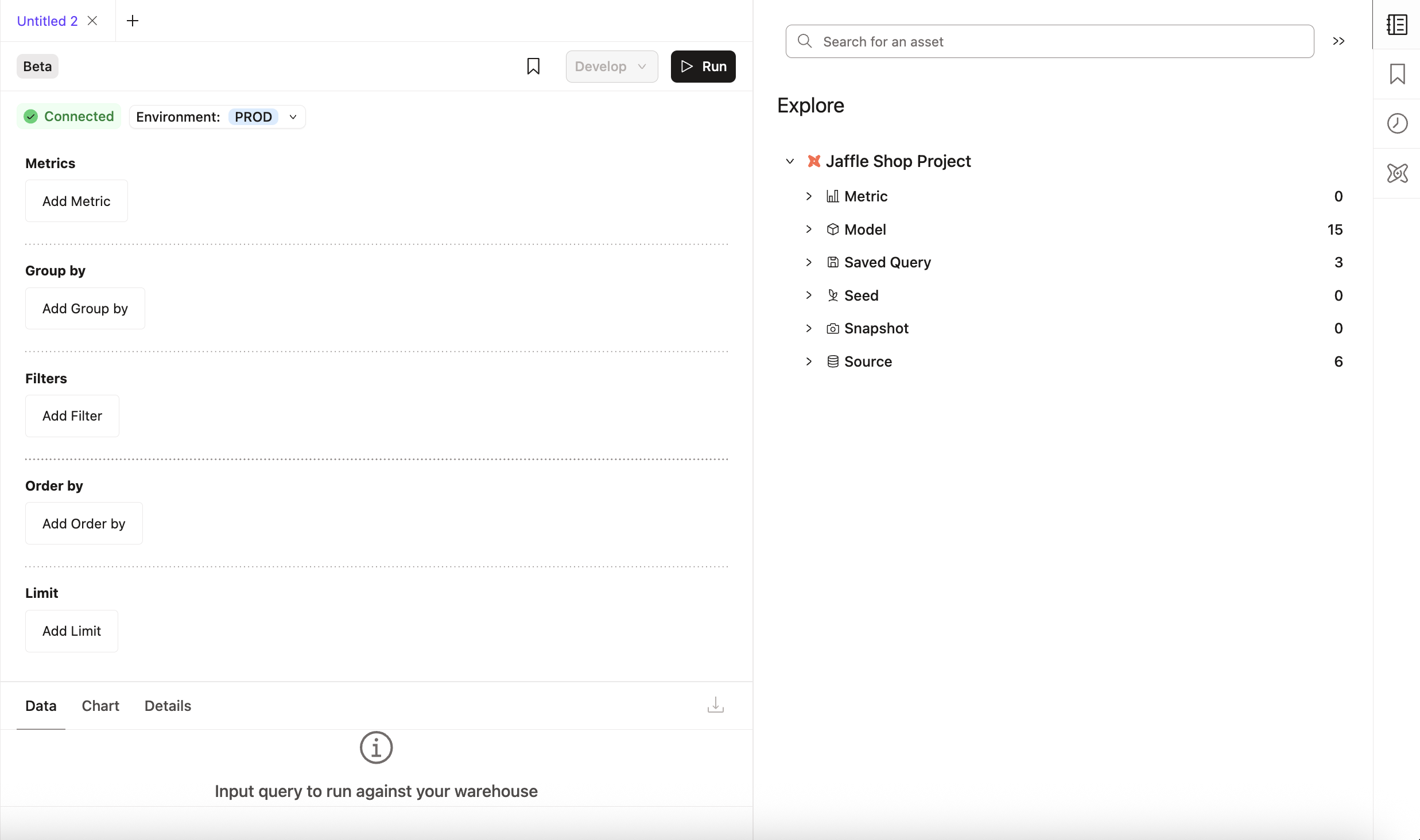 Query Builder in dbt Insights